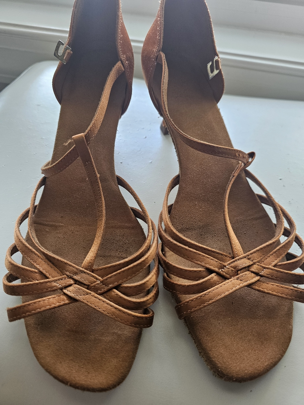 Women's Satin Tan Latin Dance 2" Heels